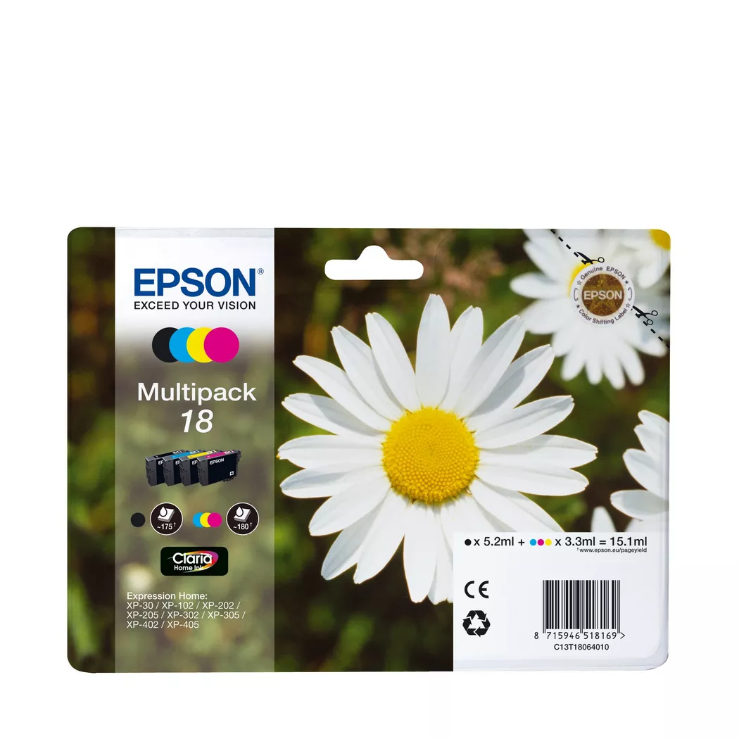 Epson – 18, Multipack, Tintenpatronen, Cyan, Magenta, Yellow, Black