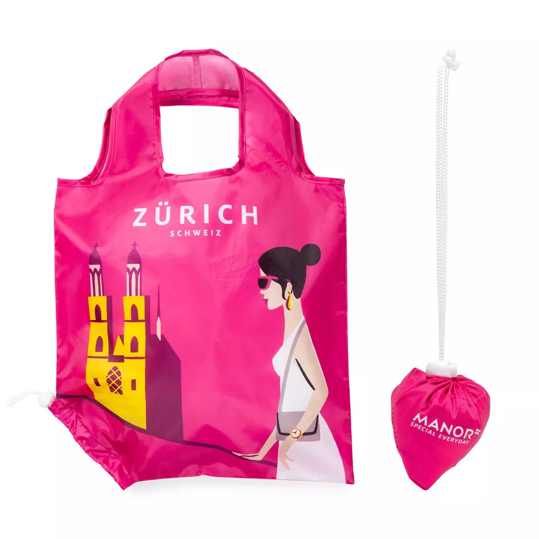 Manor - "einkaufstasche Faltbar ""zurich", 40 x 40 cm, Rosa