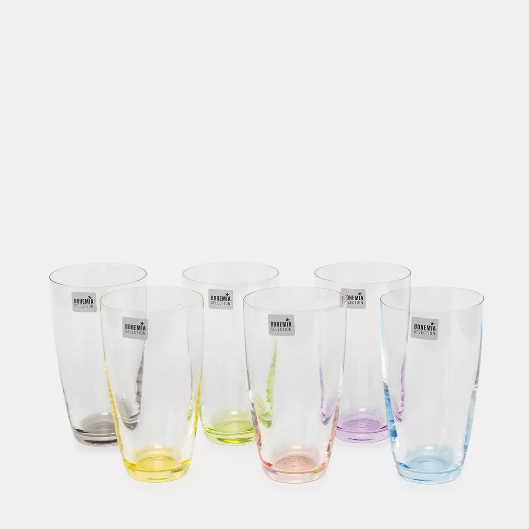 BOHEMIA Cristal Longdrink Glass Multicolor 350ml 6 Pieces