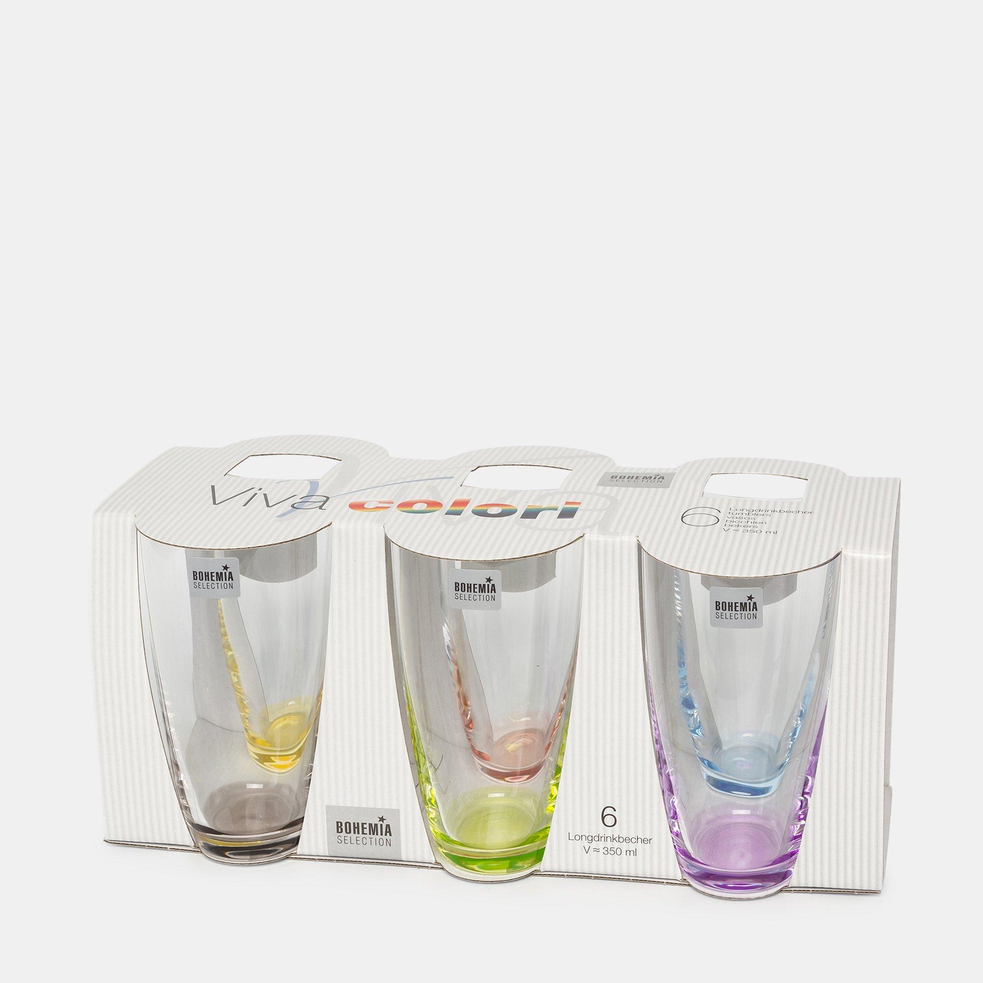 BOHEMIA Cristal Longdrinkglas, 6 Stück Viva Colori 