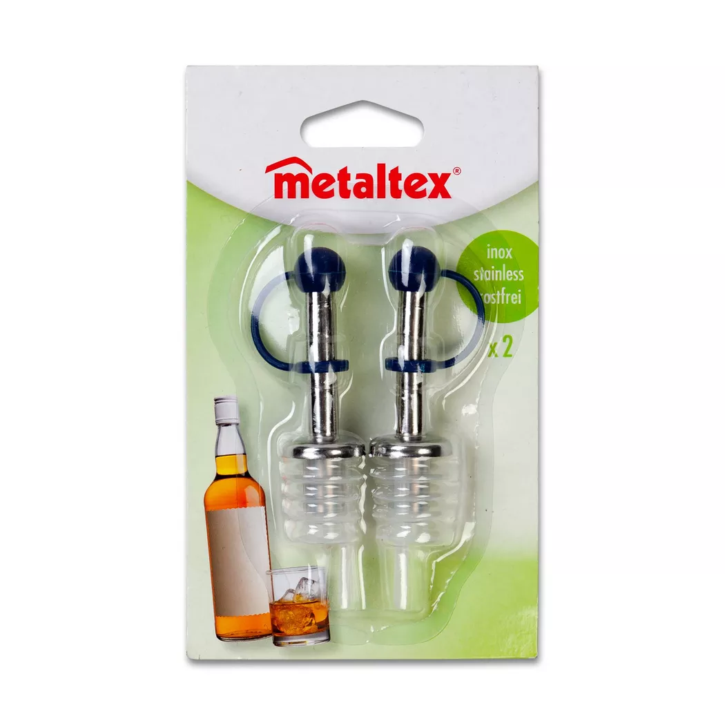 metaltex Flaschenausgießer, Edelstahl, 2er Set
