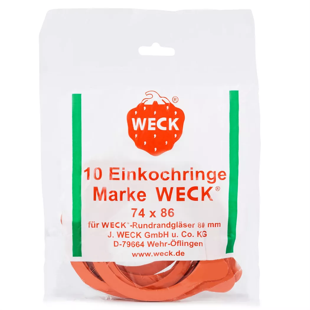 WECK - Gummidichtungen 10 Stück, 8cm, Rot