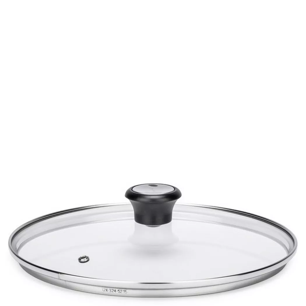 Tefal 28097612 couvercle Rond Noir, Acier inoxydable, Transparent