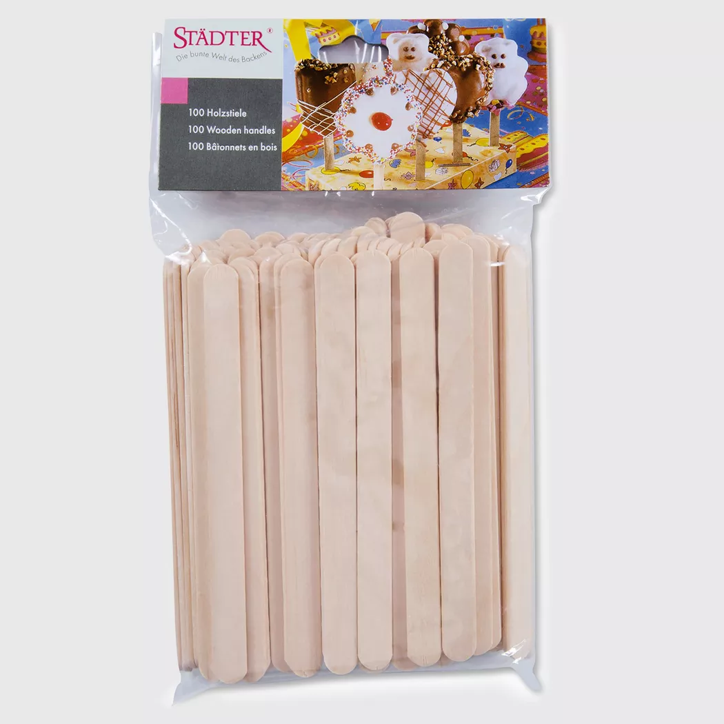 Städter - Cakepop-Ersatzstiele, 100 Stück, 11.5CM, Braun Naturel