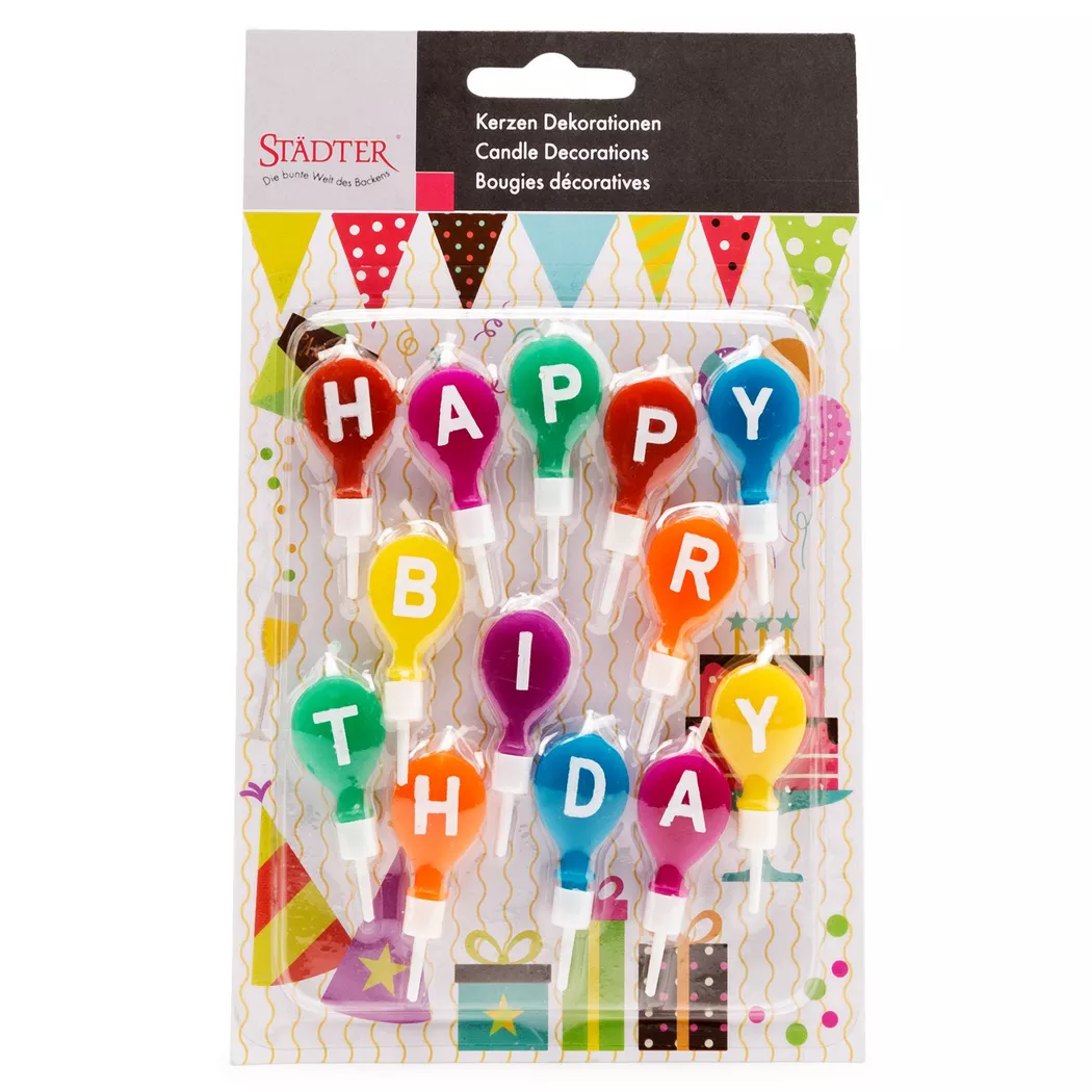 Städter - Kerzen, Happy Birthday, 5cm, Multicolor