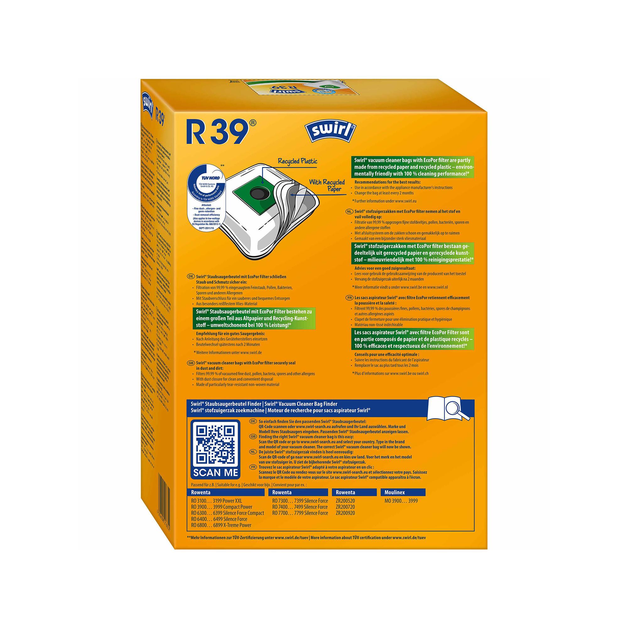 swirl Sacchetto per aspirapolvere Swirl R39 