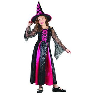 NA  Costume strega rosa fuchsia bambina 