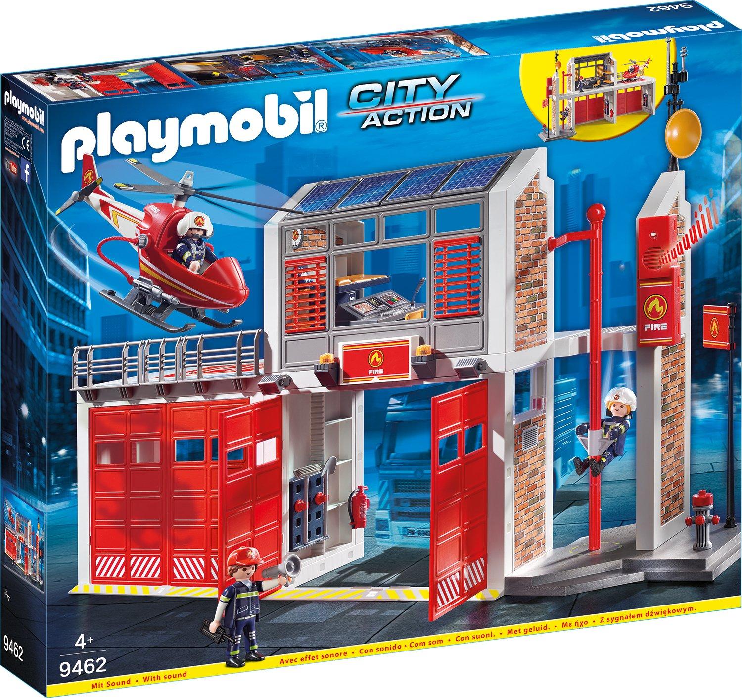 Playmobil  9462 Caserne de pompiers avec hélicoptère 