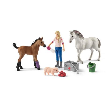 Schleich  42486 Tierarzt besucht Stute und Fohlen 