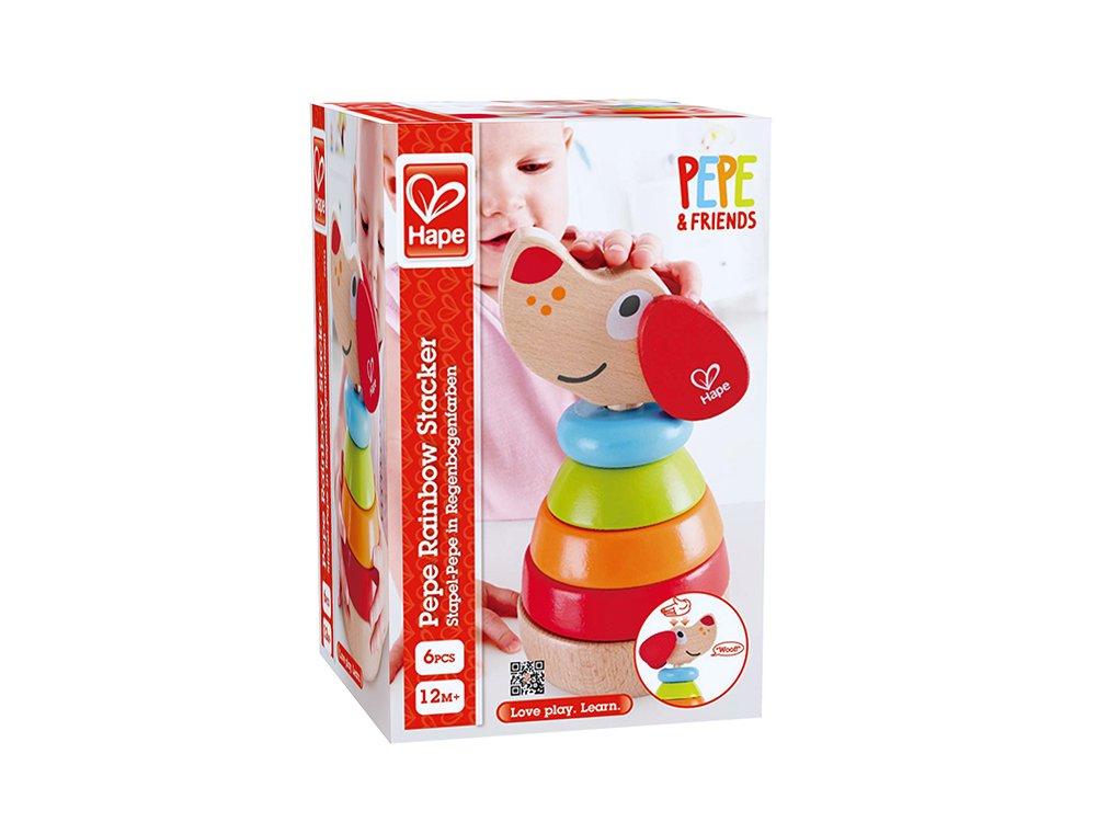Hape  Puppy arc-en-ciel à empiler en bois 