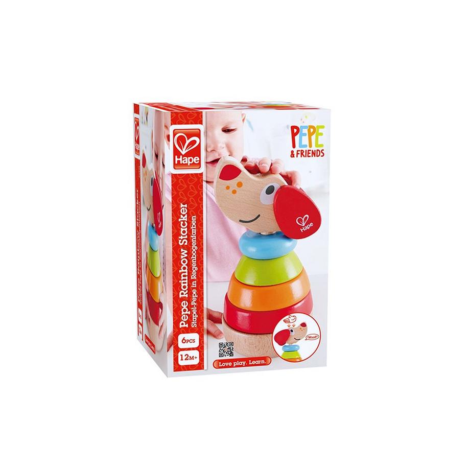 Hape  Puppy arc-en-ciel à empiler en bois 