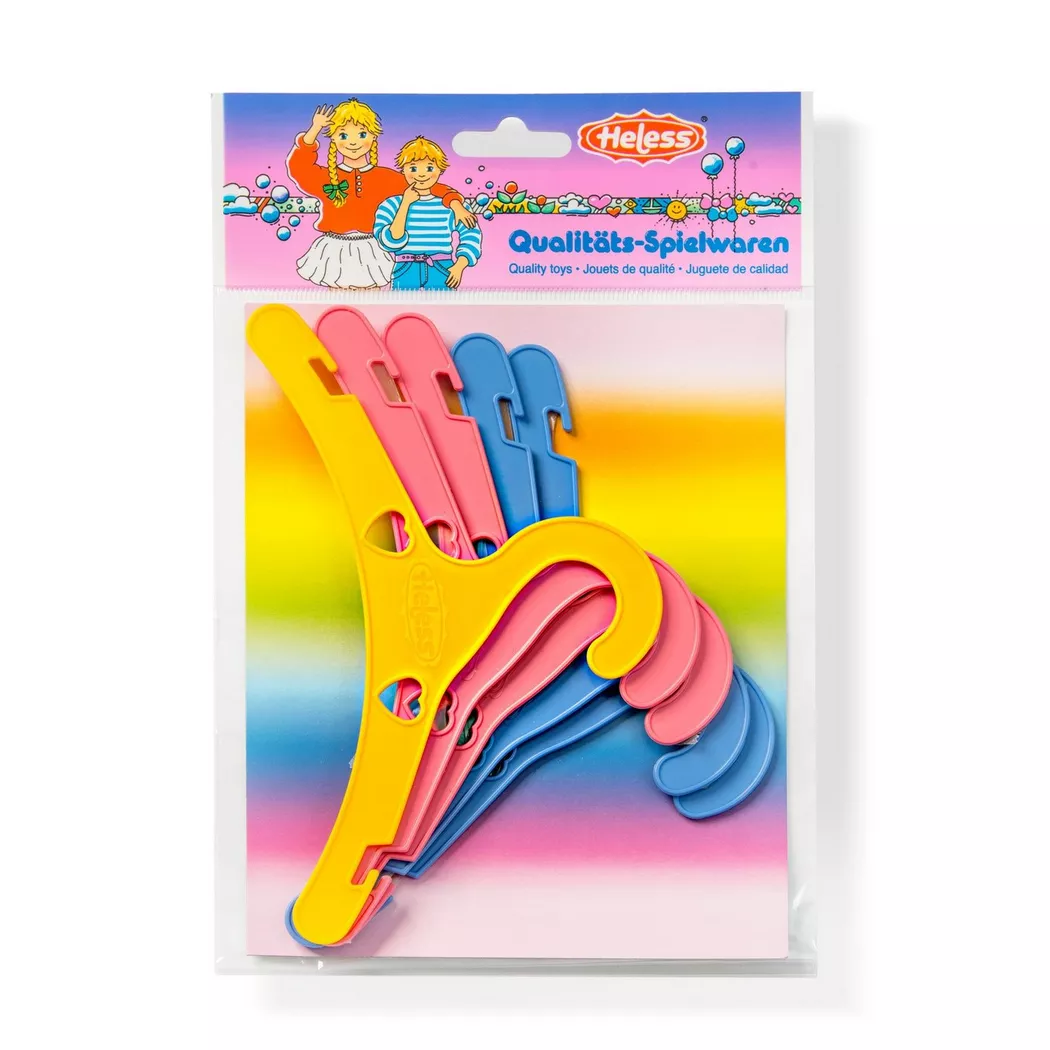 Heless - Bunte Puppenkleiderbügel, 5 Stück, Multicolor