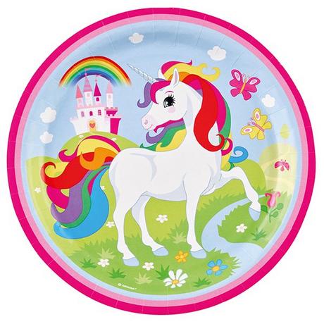 amscan  8 Piatti di carta liocorno 