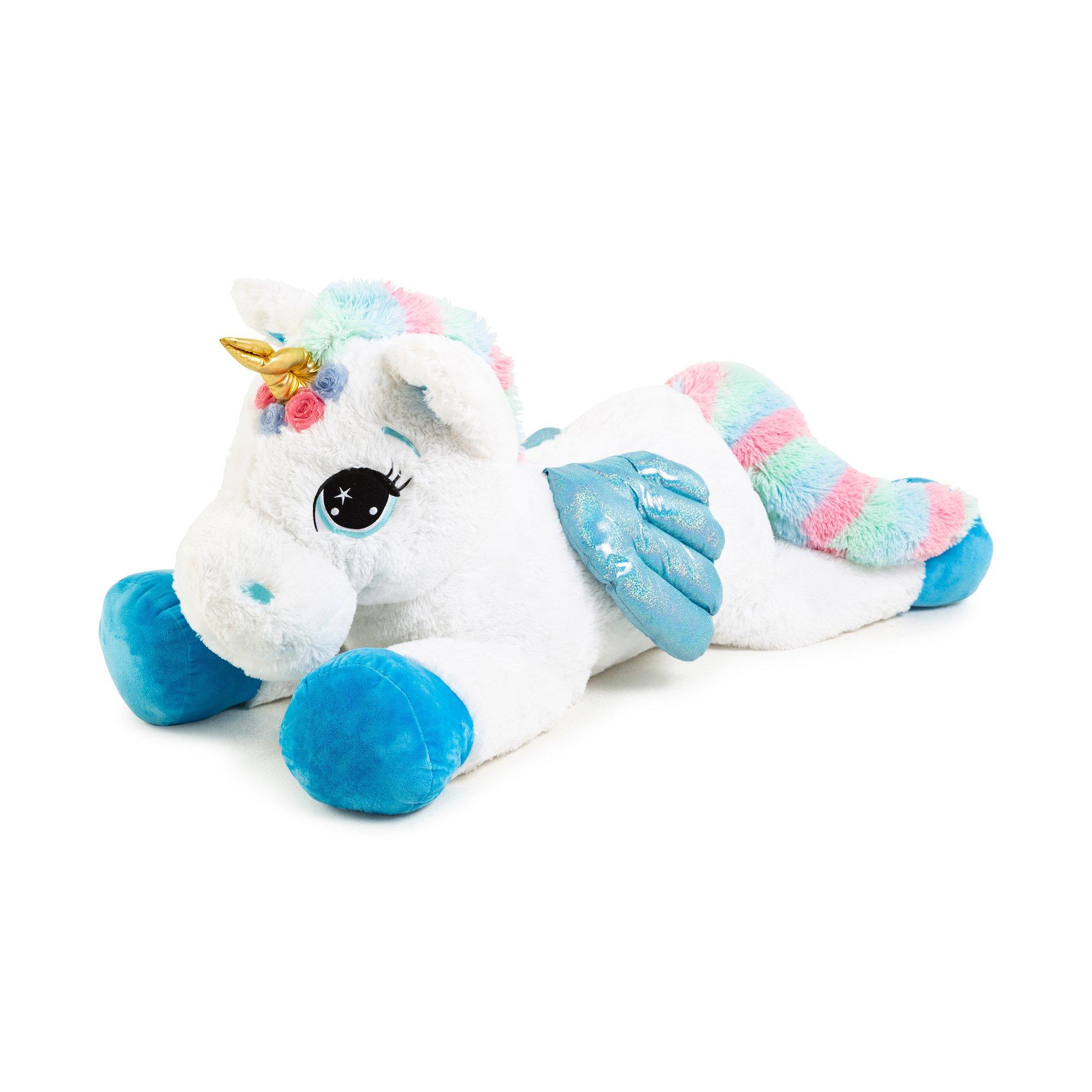 Peluche licorne géante allongée 60 cm