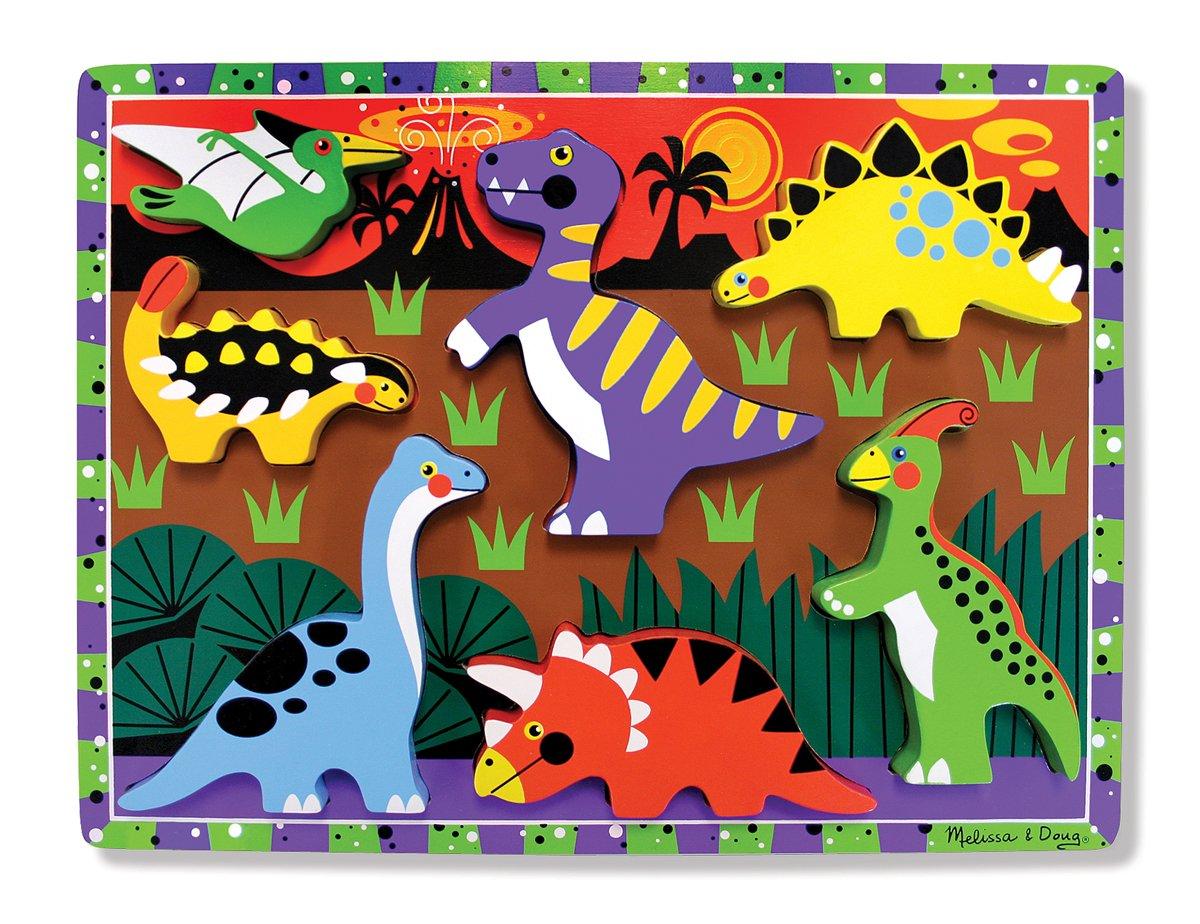 Melissa & Doug  Puzzle à grosses pièces en bois - Dinosaures 
