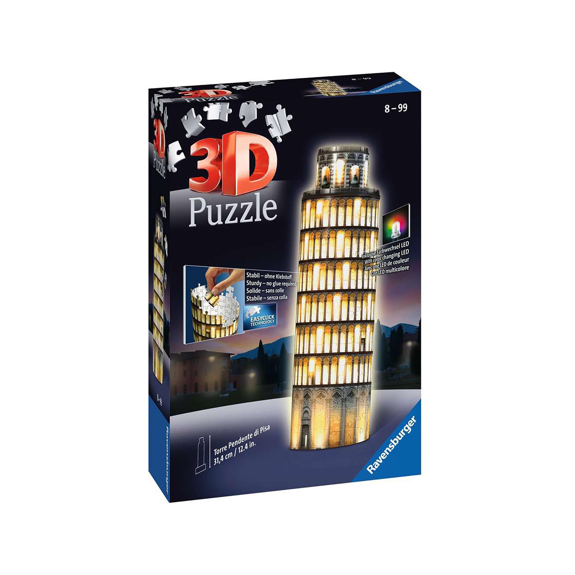 Ravensburger  3D Puzzle Tour de Pisa, Night Edition, 216 pièces 