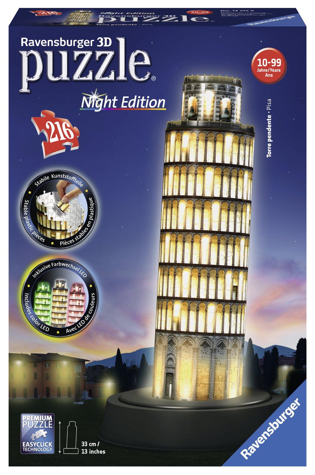Ravensburger  3D Puzzle Tour de Pisa, Night Edition, 216 pièces 