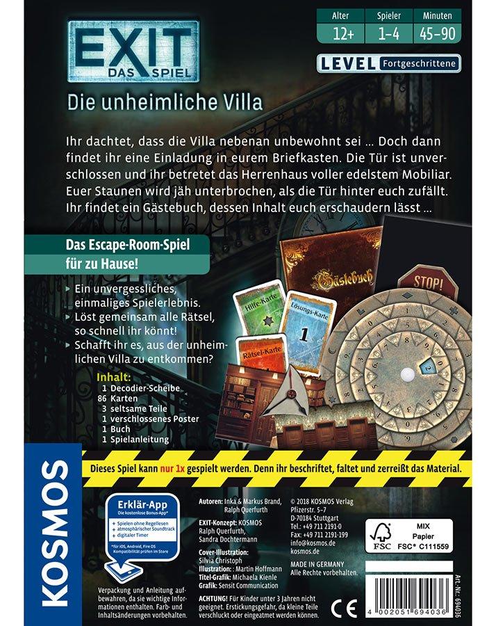 Kosmos  Escape Room EXIT Das Spiel, unheimliche Villa, Deutsch 