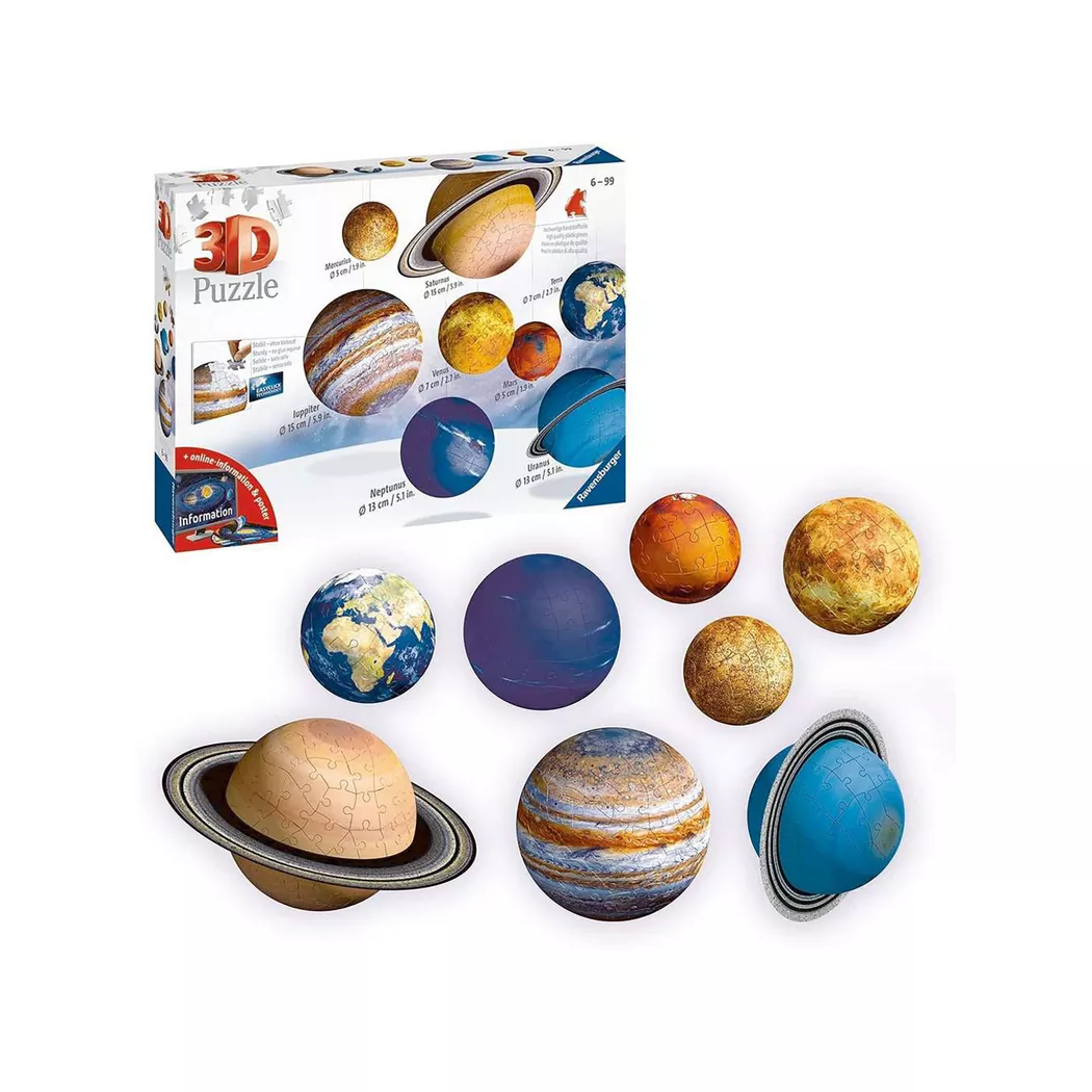 Ravensburger - 3D Puzzle 8 Planeten, 522 Teile, Multicolor