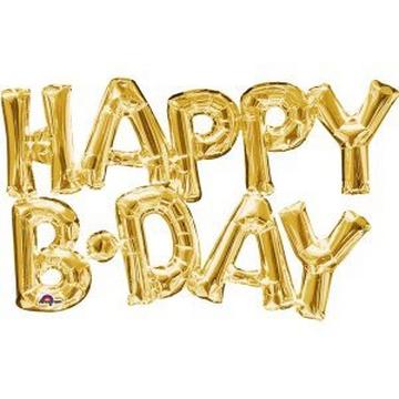 Folienballon Happy Birthday Gold SuperShape™ 