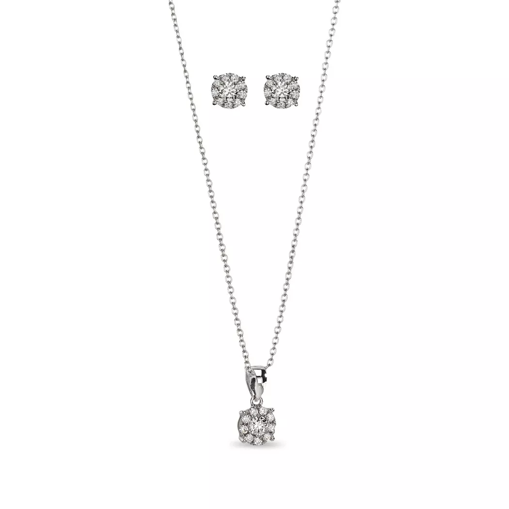 Sergio Ferris - Set Collier/Ohrschmuck, 45cm, Weissgold