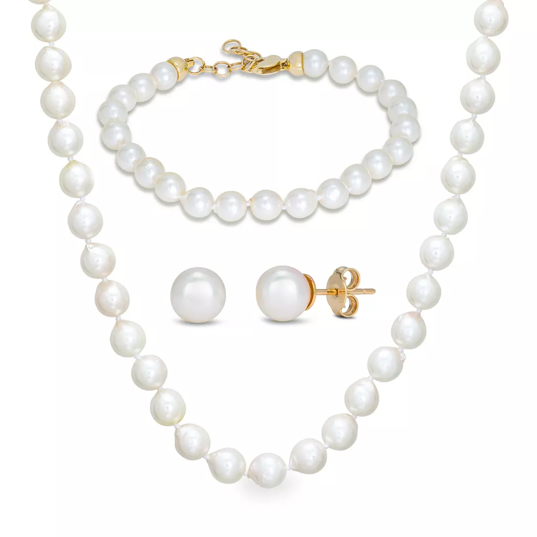 Puro® - Set Collier/Armkette/Ohrstecker, 43cm, Gelbgold