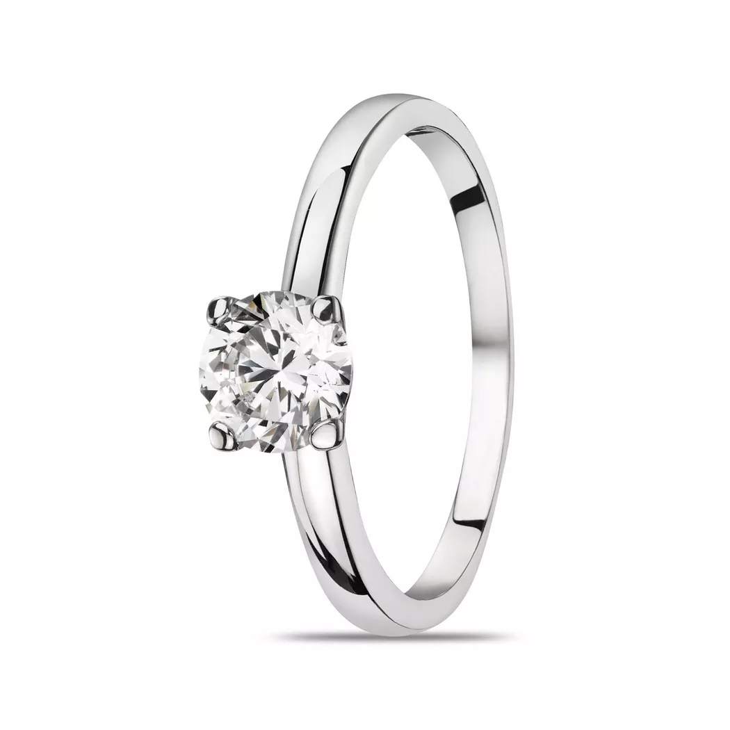 L' Atelier Gold 18 Karat by Manor - Ring mit Zirkonia, 56, Weissgold