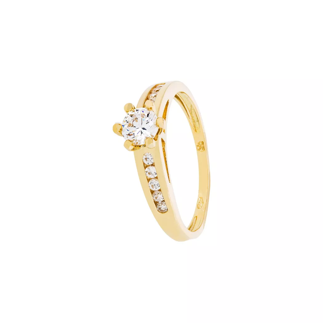 L' Atelier Gold 18 Karat by Manor - Ring mit Zirkonia, 52, Gelbgold