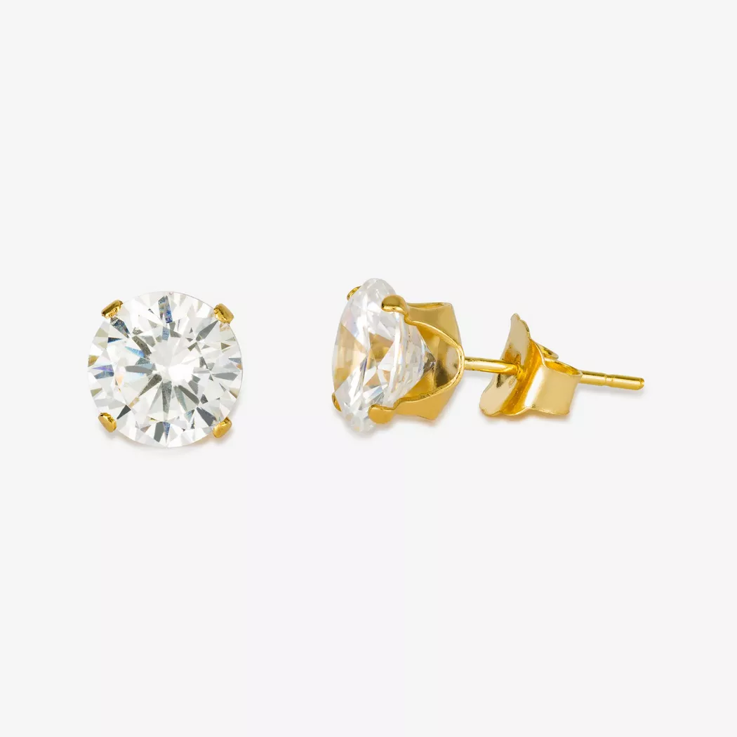L' Atelier Gold 18 Karat by Manor - Ohrstecker mit Zirkonia, One Size, Gelbgold