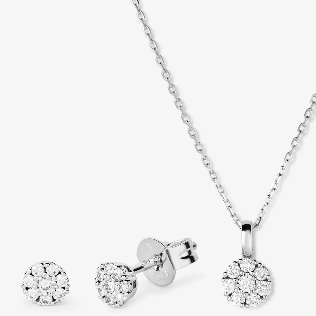 L' Atelier Gold 18 Karat by Manor - Set Collier/Ohrschmuck, 45cm, Weissgold