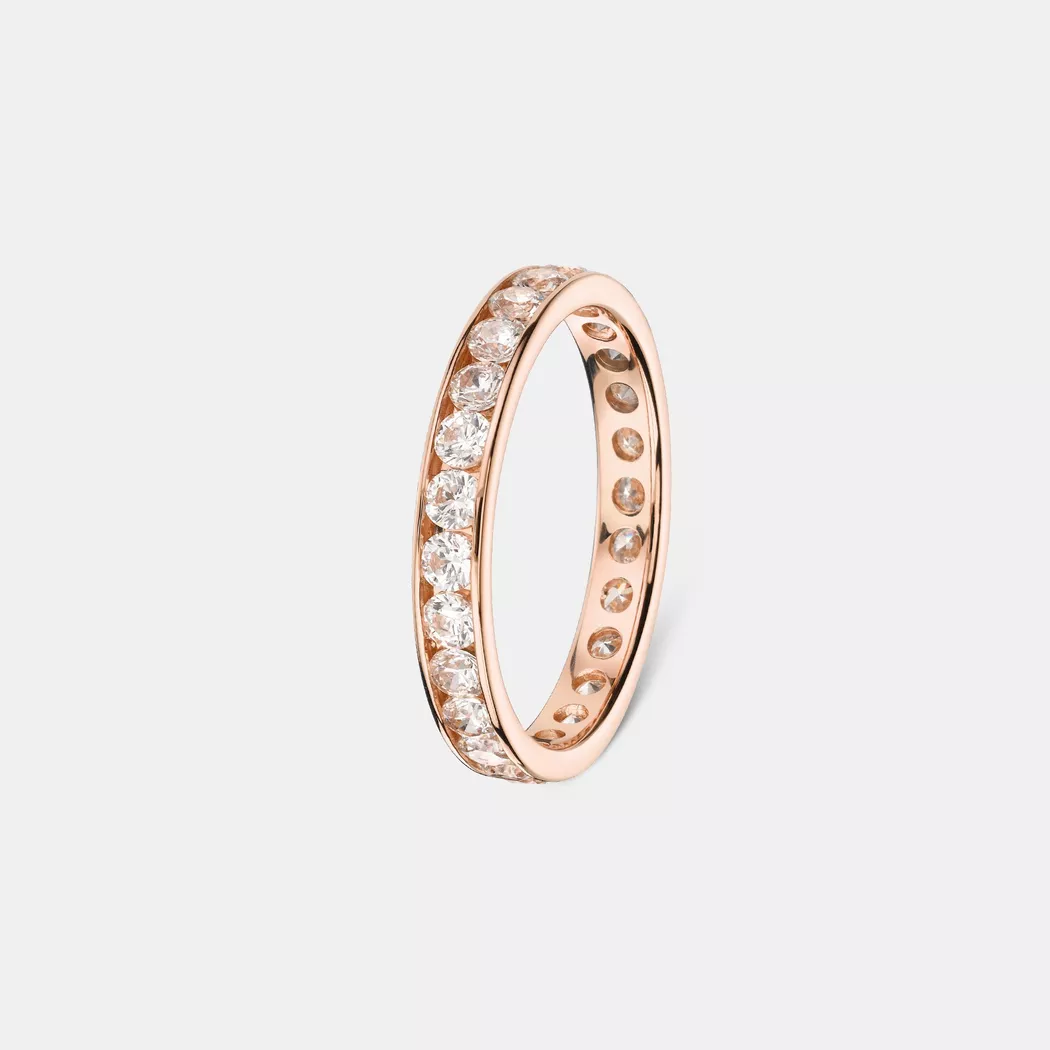 L' Atelier Gold 18 Karat by Manor - Ring mit Zirkonia, 54, Roségold