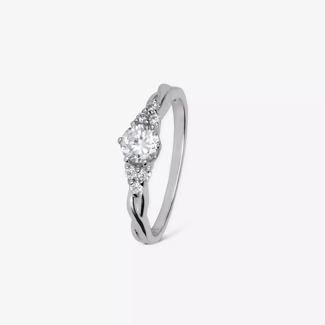 L' Atelier Gold 18 Karat by Manor - Ring mit Zirkonia, 52, Weissgold 2