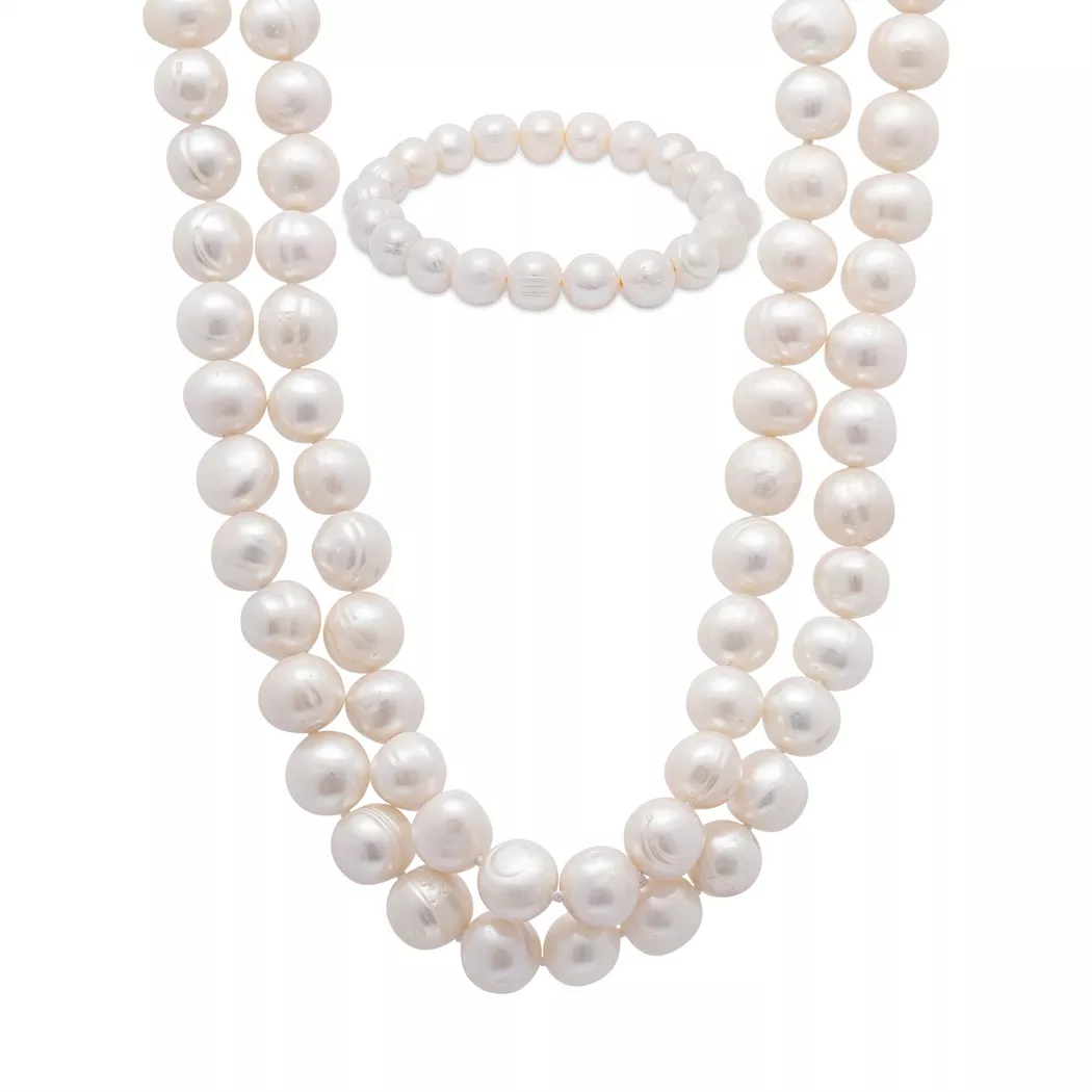 Puro® - Set Collier/Armkette, 90cm, Weissgold