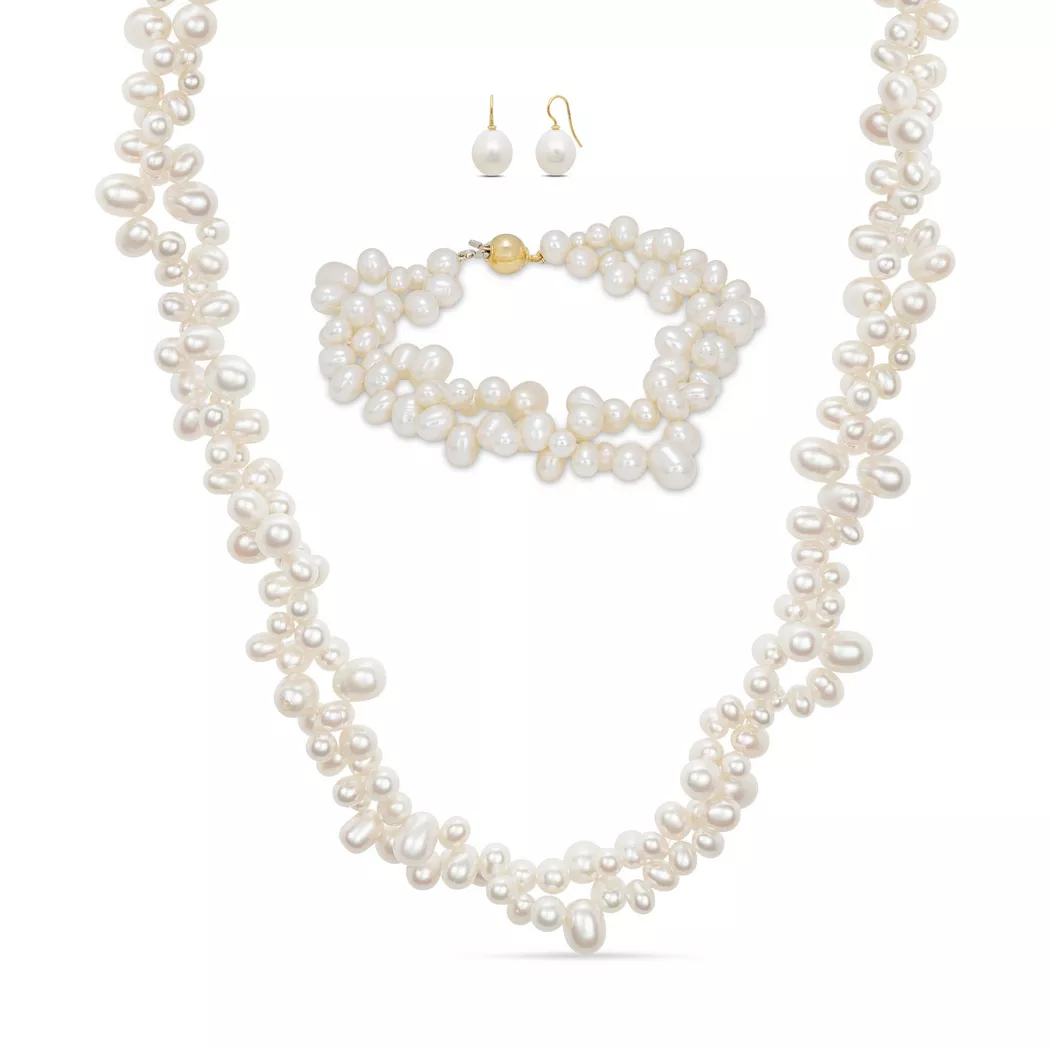 Puro® - Set Collier/Armkette/Ohrstecker, 45cm, Gelbgold