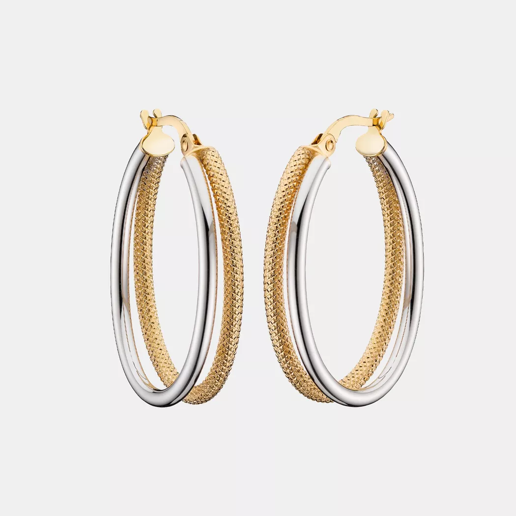 L' Atelier Gold 18 Karat by Manor - Creolen, One Size, Zweifarbig