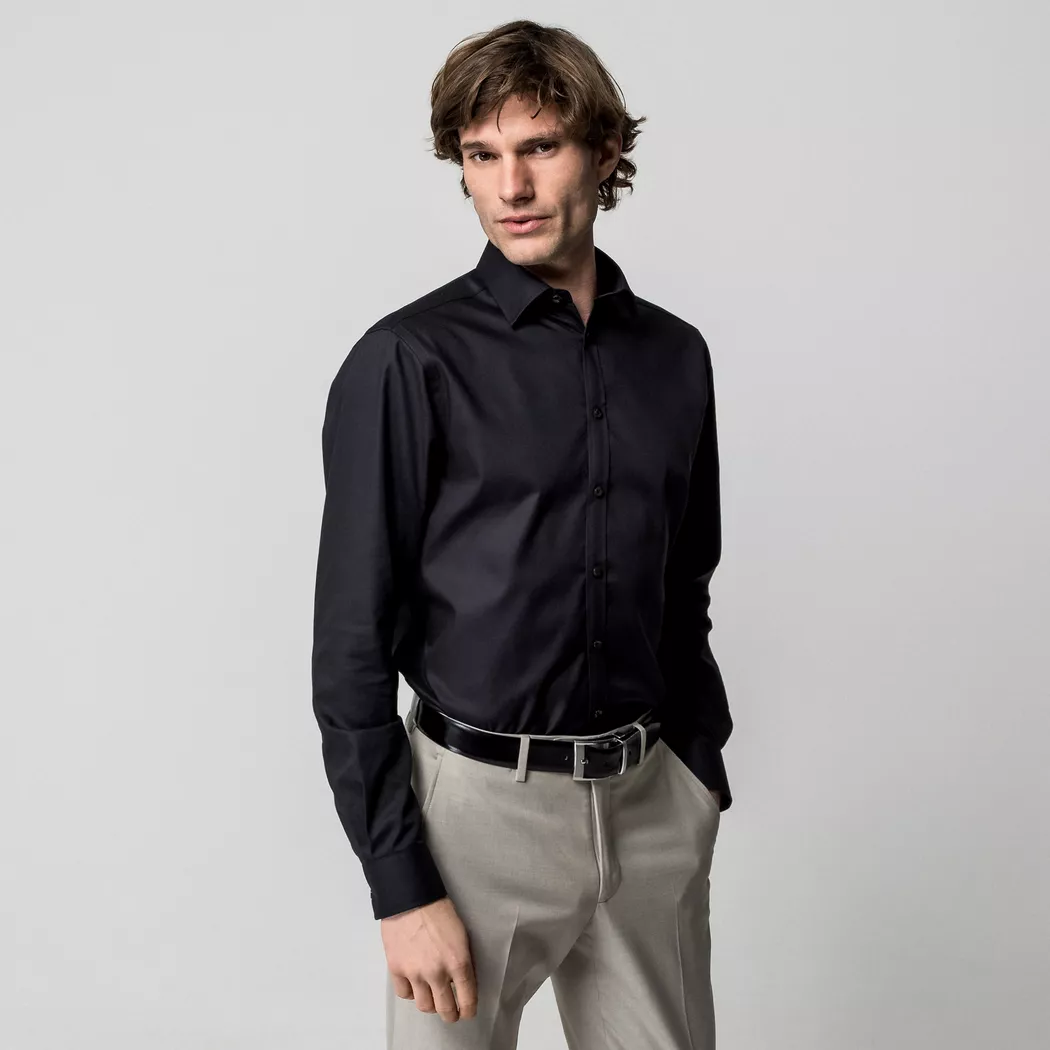 Manor Man - Hemd, Classic Fit, langarm, für Herren, Black, Größe L