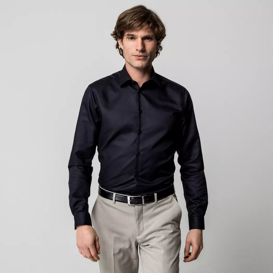 Manor Man - Hemd, Modern Fit, langarm, für Herren, Black, Größe L