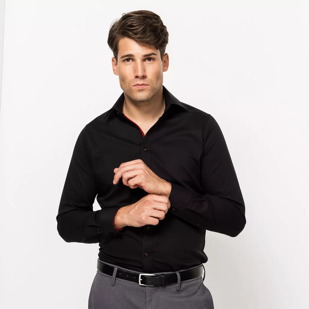 Kauf - Hemd, Slim Fit, langarm, für Herren, Black, Größe 41
