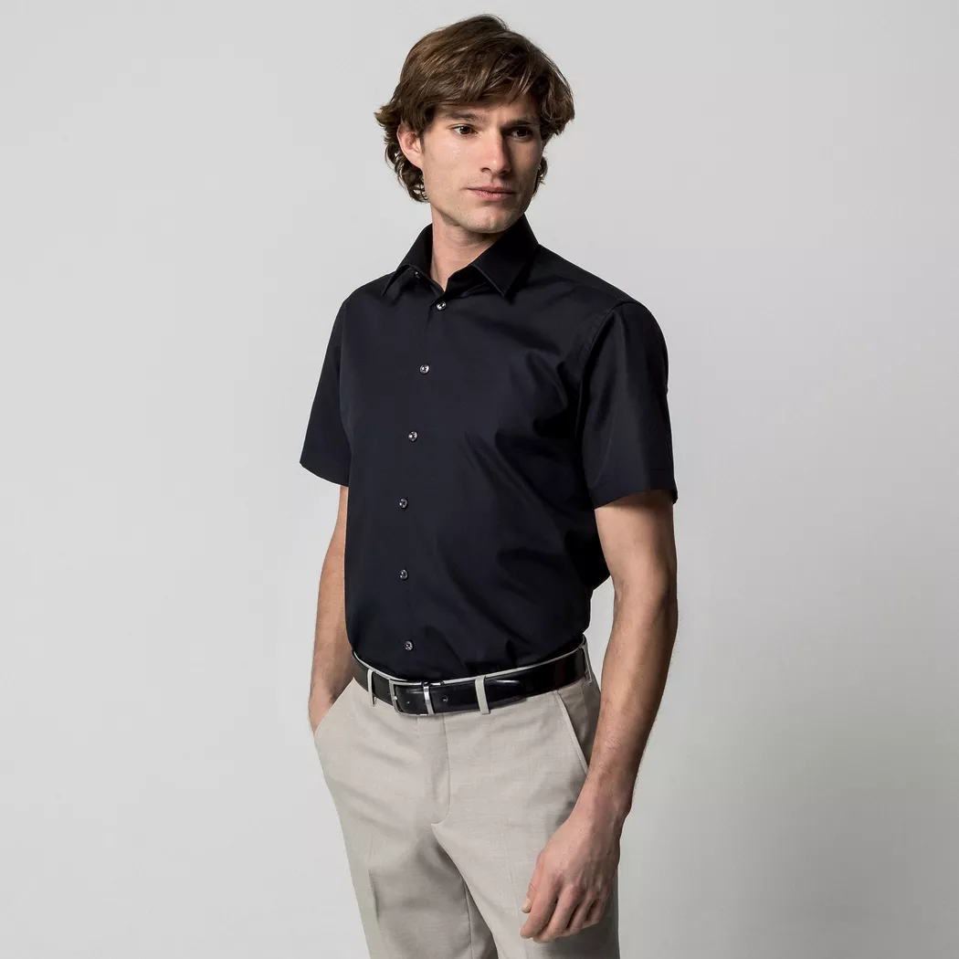 Manor Man - Hemd, Classic Fit, kurzarm, für Herren, Black, Größe XXL