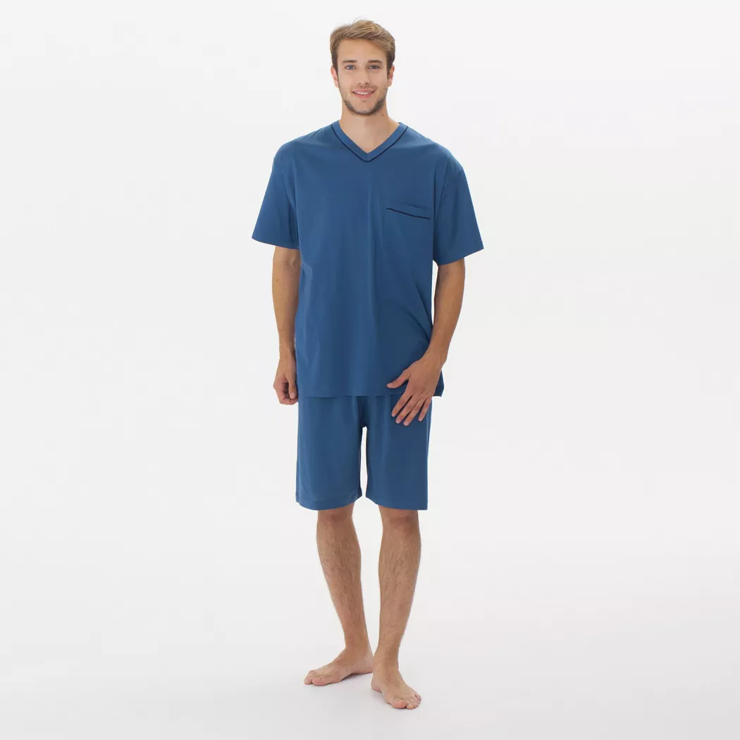 ISA bodywear - Kurzer Pyjama, für Herren, Blau, Größe M