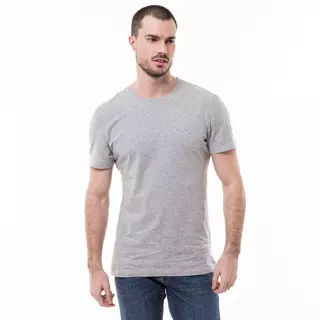 Manor Man T-Shirt, Classic Fit, kurzarm T-Shirt, k'arm classic-fit BIO Grau Melange