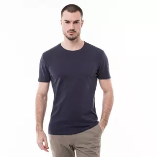 Manor Man T-Shirt, Classic Fit, kurzarm T-Shirt, k'arm classic-fit BIO Saphirblau