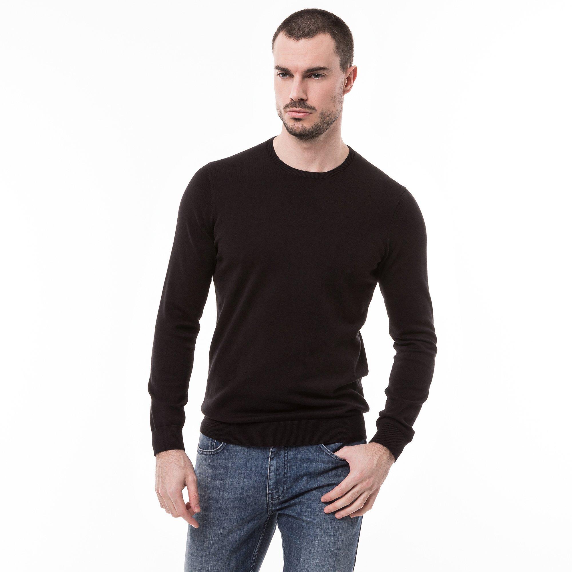 Manor Man Rundh-Pullover, BIO-BW Pullover, Classic Fit, langarm 