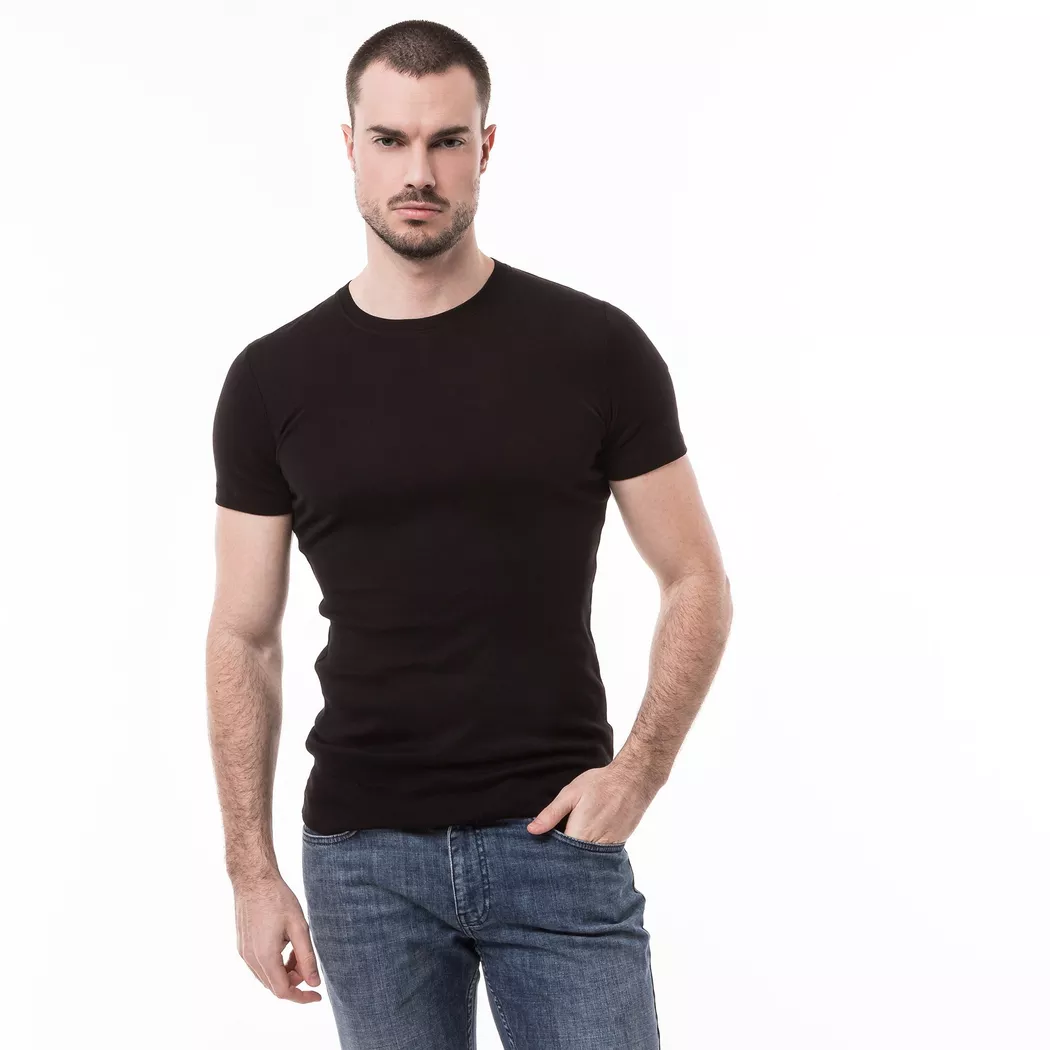 Manor Man - T-Shirt, Classic Fit, kurzarm, für Herren, Black, Größe L