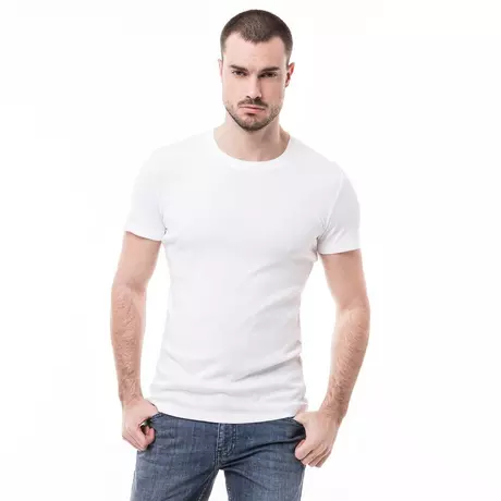 Manor Man T-shirt, Classic Fit, manches courtes Pima Baumwolle Blanc
