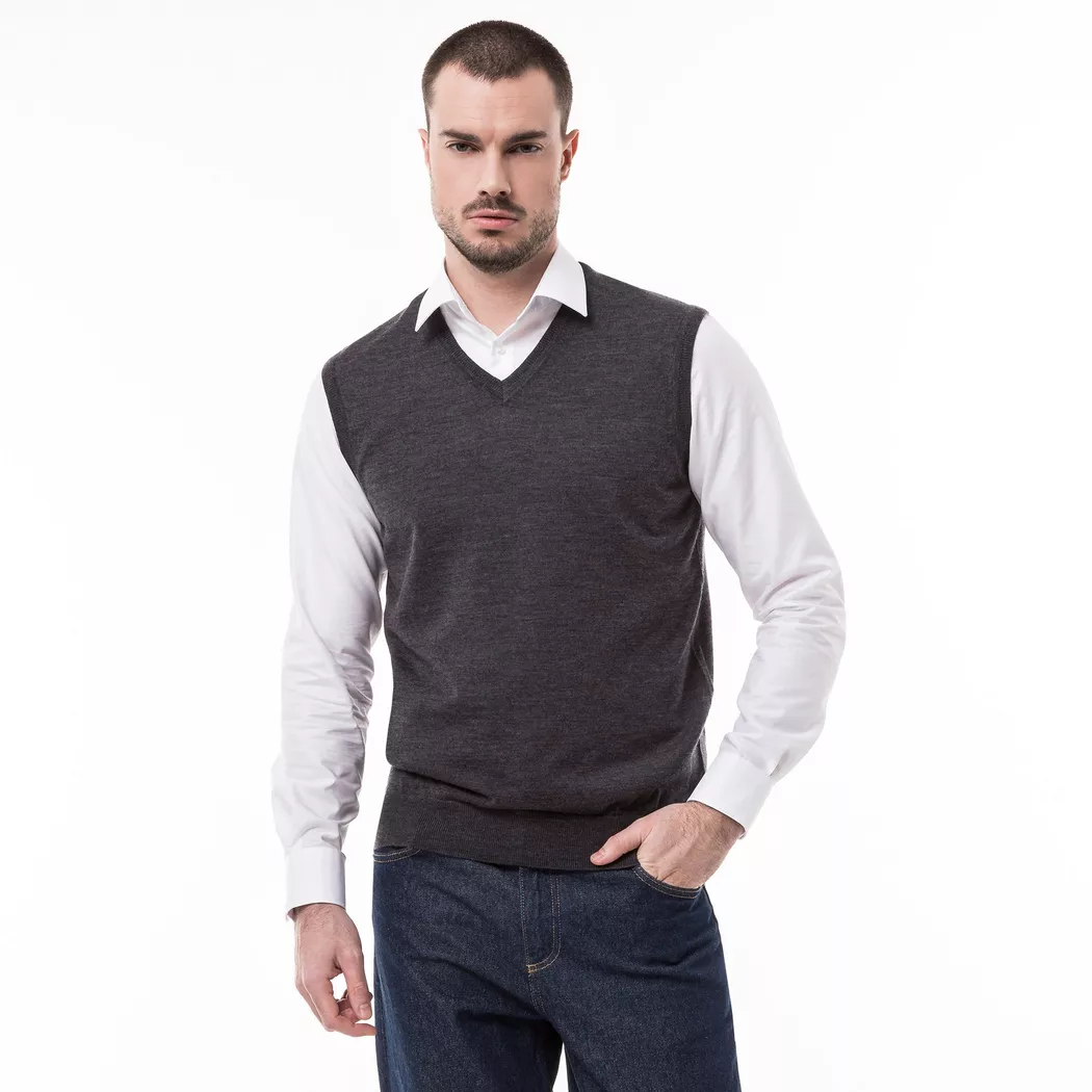 Manor Man - Pullover, Classic Fit, ohne Arm, für Herren, Dunkelgrau, Größe M
