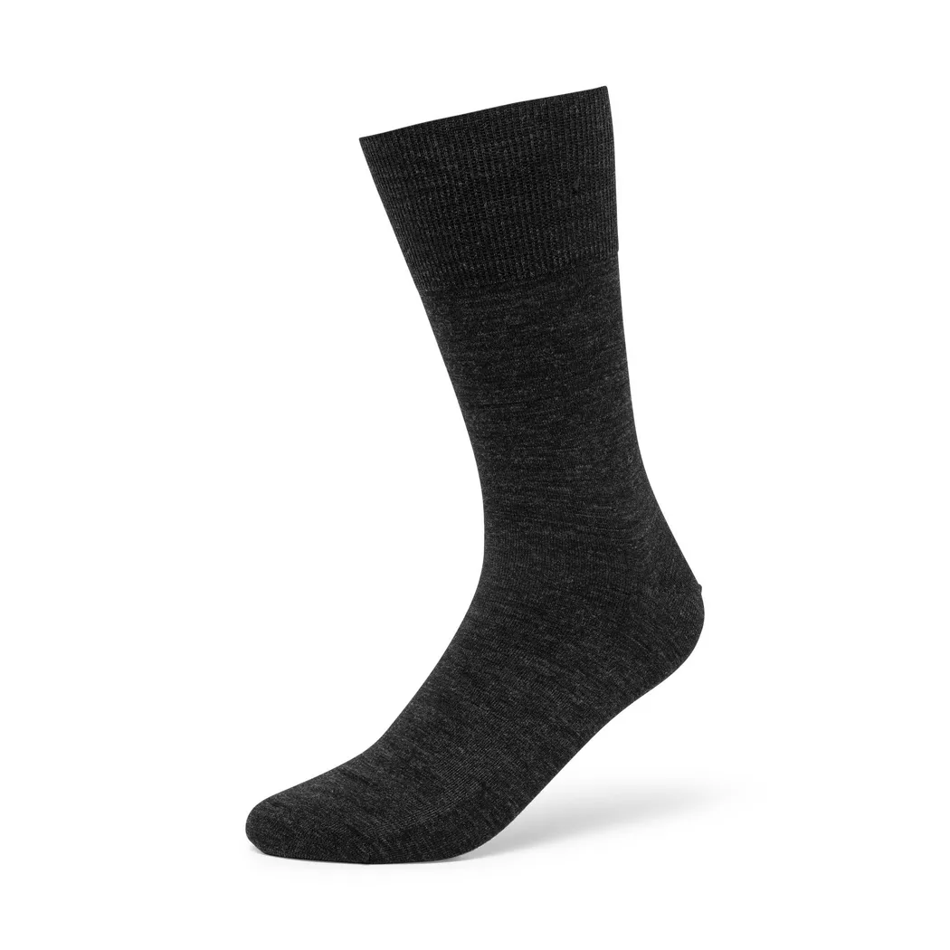 1 Pair Anthracite Melange Airport Plain Virgin Wool and Cotton Business Socks Men's 10-11 Mens - Falke