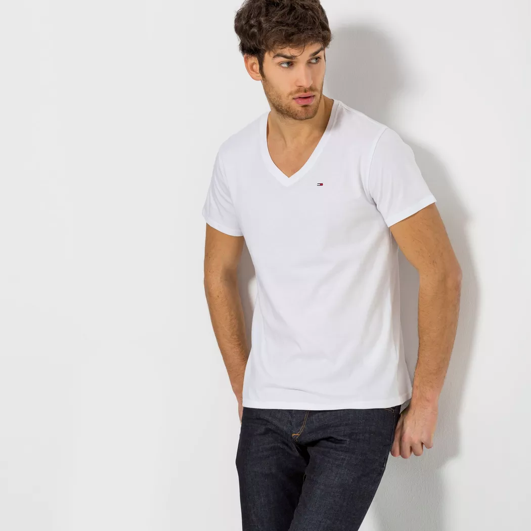 Tommy Jeans Tommy Hilfiger TJM Original Jersey T-shirt col en V homme blanc -XXL