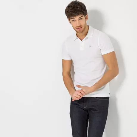 TOMMY JEANS Polo, Modern Fit, manches courtes  Blanc