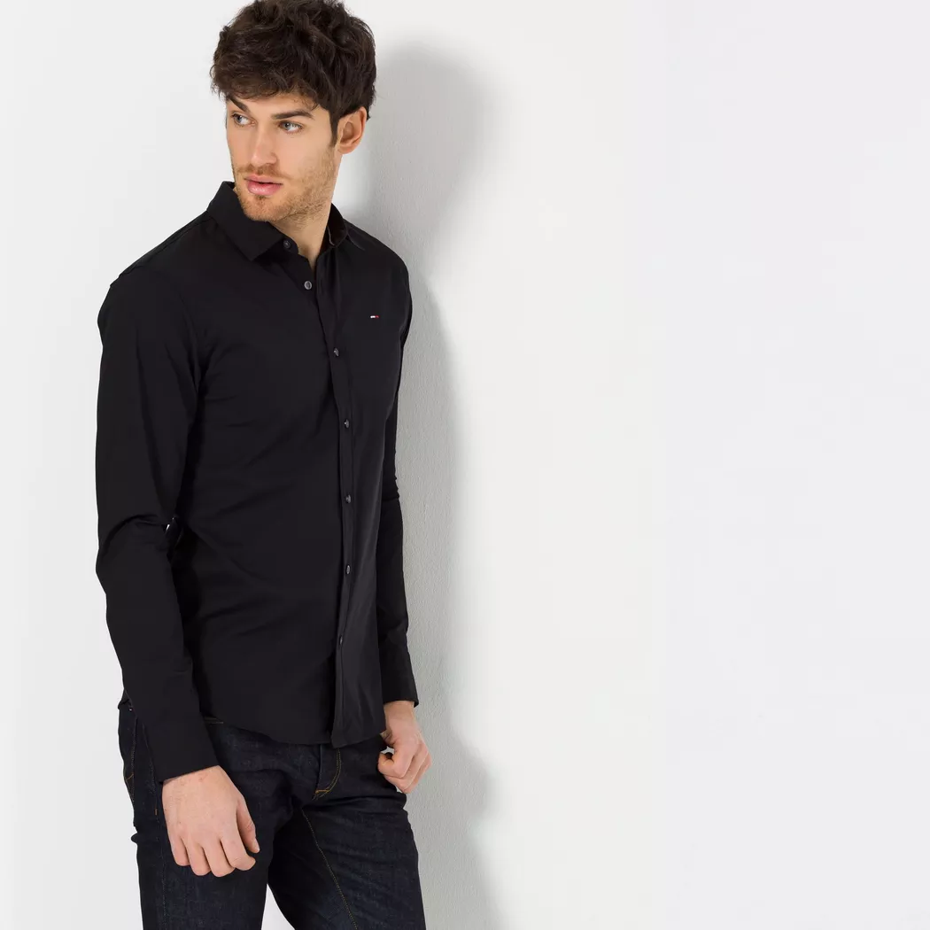 Tommy Jeans Chemise à Manches Longues Original Stretch Slim Fit Tommy Black XL Homme